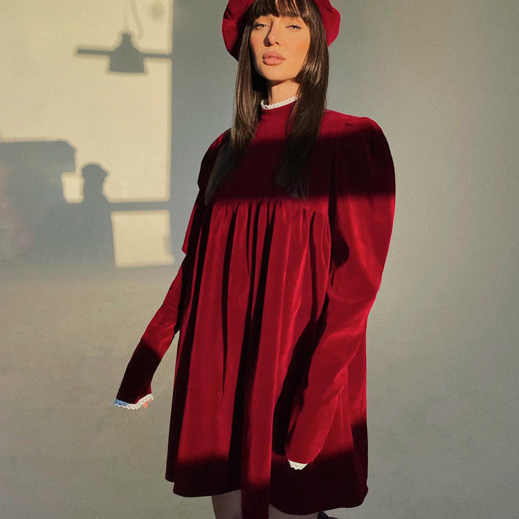 Leila® | Women'S A-Line Dress With High Collar And Ruffle Details