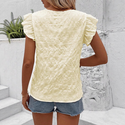 Luz® | Women'S Blouse With Flounce And Hand-Embroidered Design