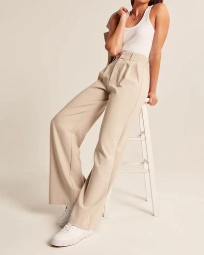 Abigail® | Waffle Fabric Wide Leg Trousers