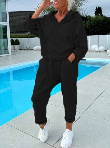 Leila® | Solid color two piece hoodie set