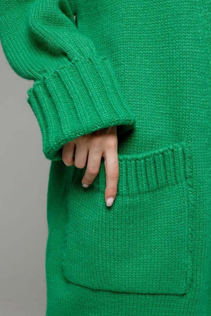 Leila® | Open Front Pocketed Long Cardigan