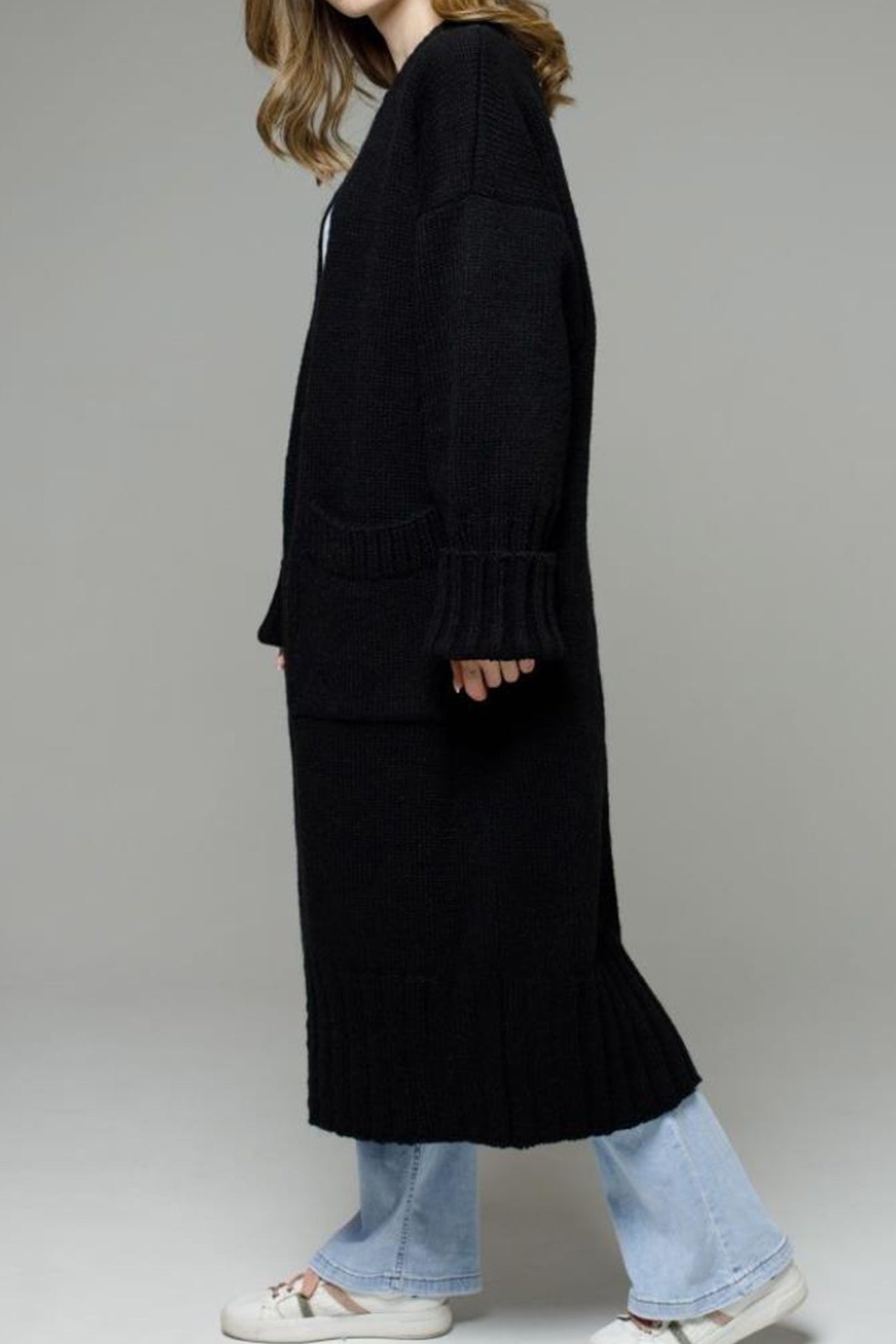 Leila® | Open Front Pocketed Long Cardigan