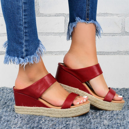 Zenaida® | Casual High Wedge Sandals With Hemp Finish