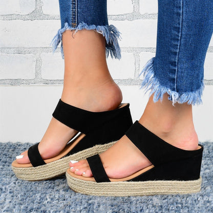 Zenaida® | Casual High Wedge Sandals With Hemp Finish