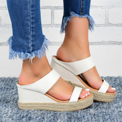 Zenaida® | Casual High Wedge Sandals With Hemp Finish