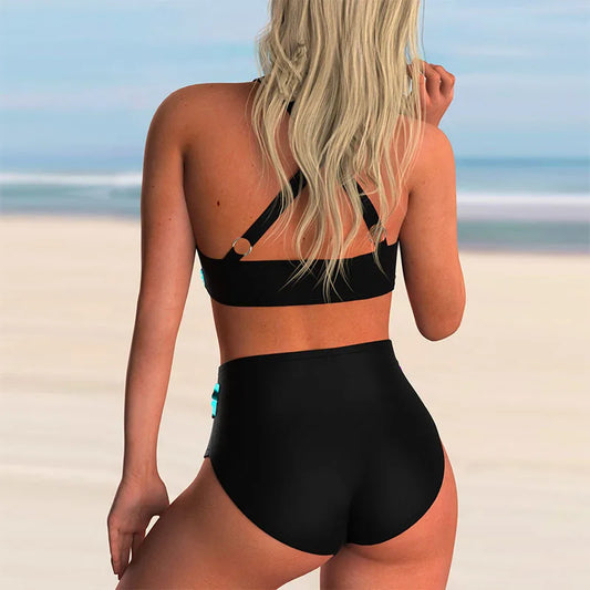Hana® | Women'S High Waisted Push-Up Halter Bikini Set