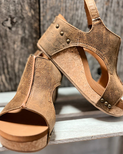 Nora® | Tulum Sandals Comfortable Open Toe Leather Wedges