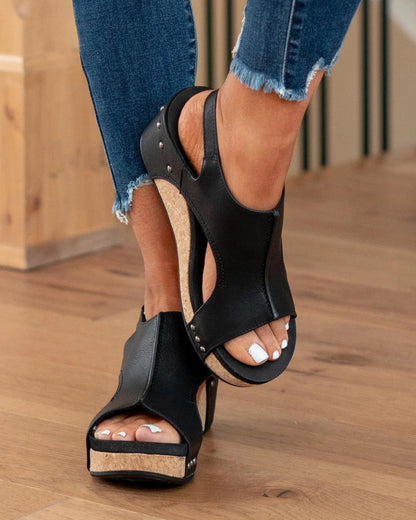 Nora® | Tulum Sandals Comfortable Open Toe Leather Wedges