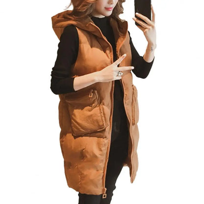 Lía® | Women's polyester vest with hood and pockets