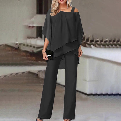 Adeline® | Elegant two-piece suit with cold shoulder design for women