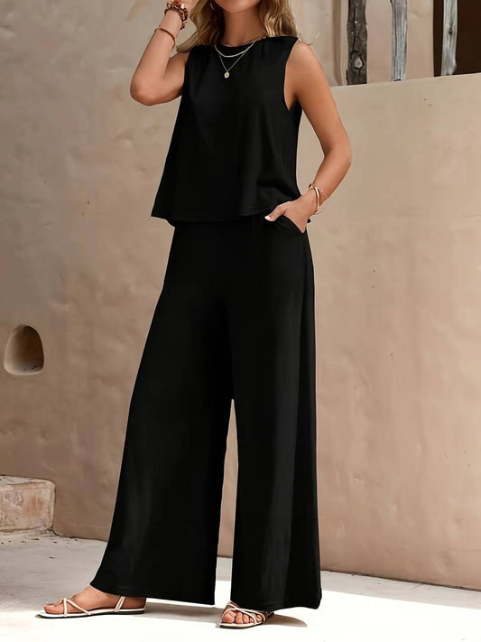 Adalina® | Casual Tank Top And Wide-Leg Pants