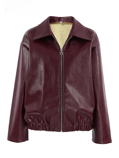 Susana® | Burgundy faux leather jacket