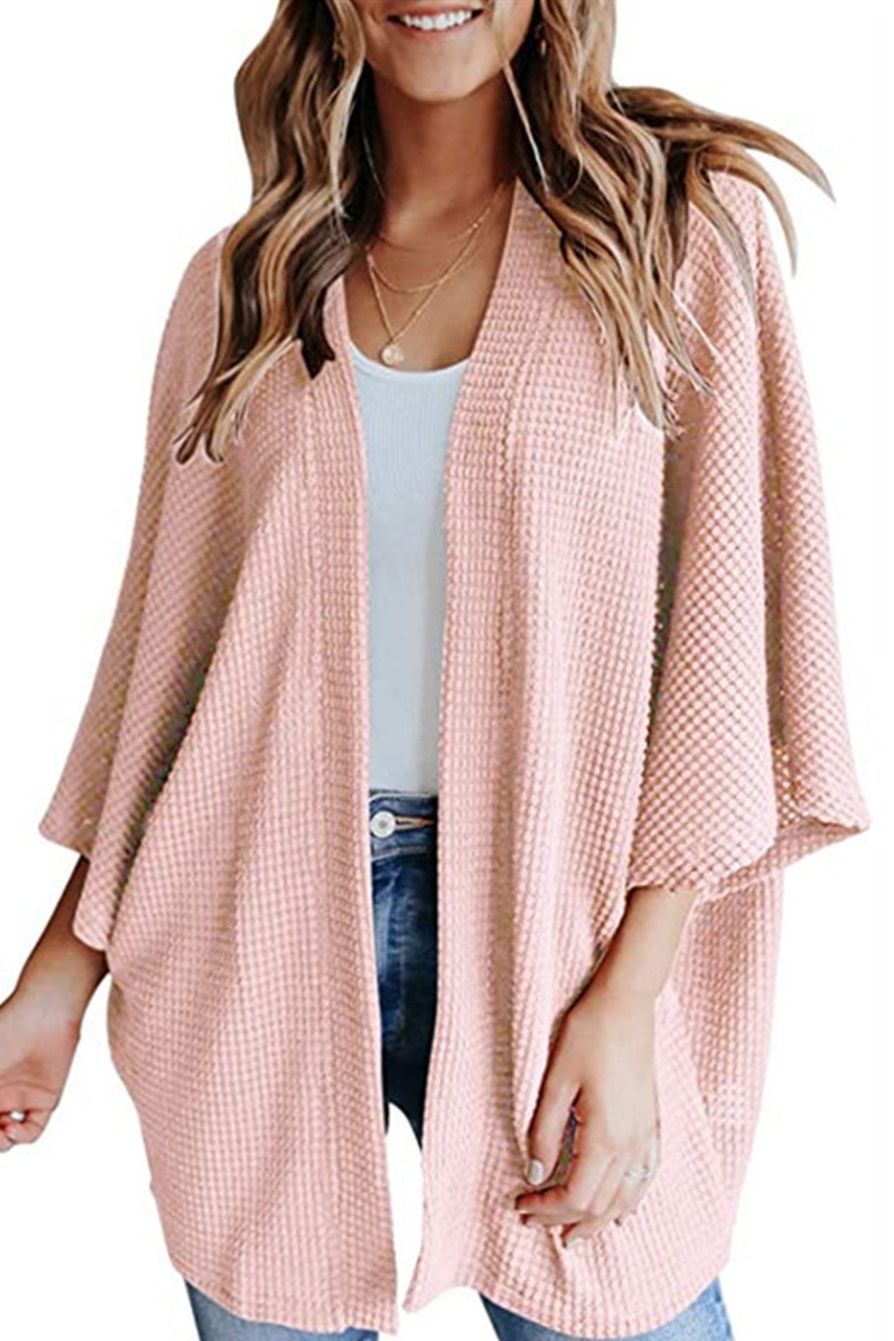 Adelina® | Solid color half sleeve wrap cardigan