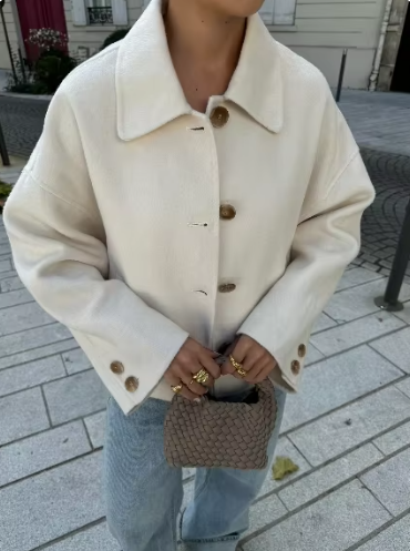 Lina® | Solid color women's jacket made of wool with lapels