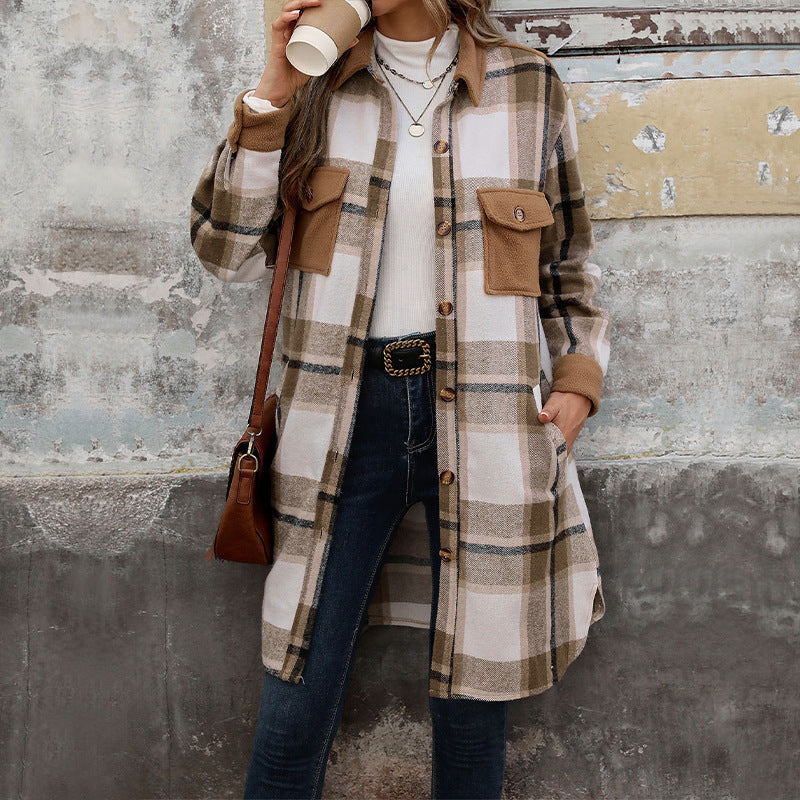 Leticia® | Checked long winter coat