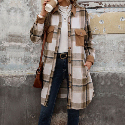 Leticia® | Checked long winter coat