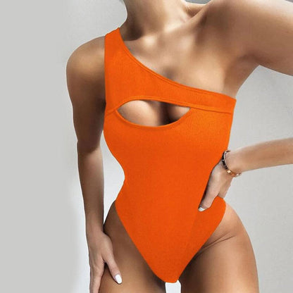 Úrsula® | New Bikini Solid Color One-Shoulder One-Piece Swimsuit Women