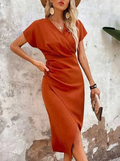 Abigail® | Chic midi dress with a V-neck