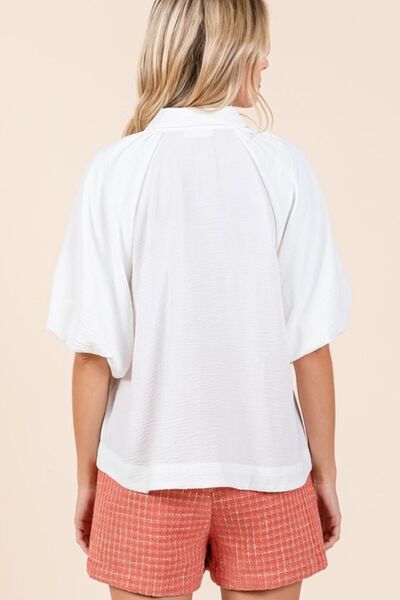 Leticia® | Short button-down shirt with bubble sleeves
