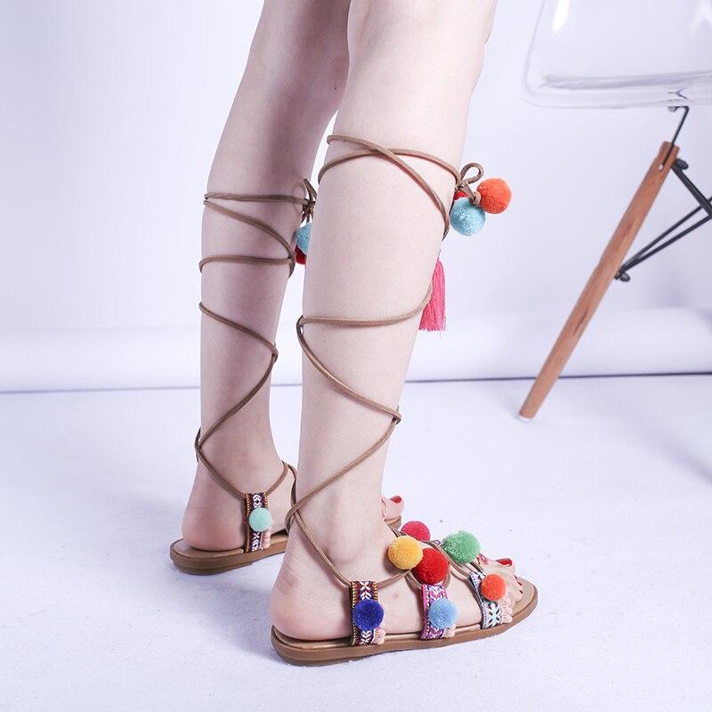 Eva® | Boho Sandals With Colorful Pompoms