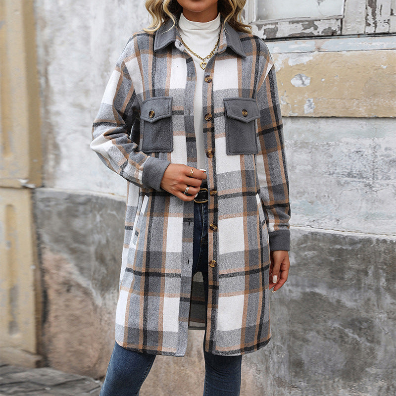 Leticia® | Checked long winter coat