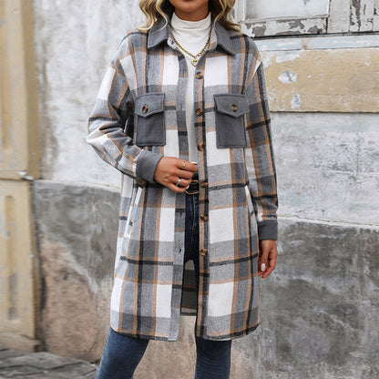 Leticia® | Checked long winter coat
