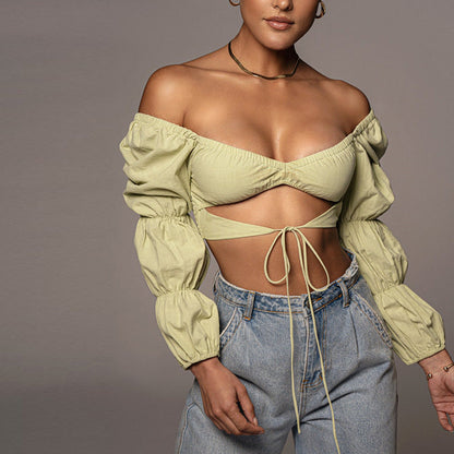 Lyra® | Women's Spring Summer Casual Long Sleeve Crop Top Blouse
