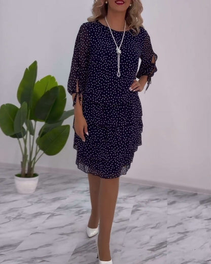 Adriela® | Elegant Polka Dot Layered Dress