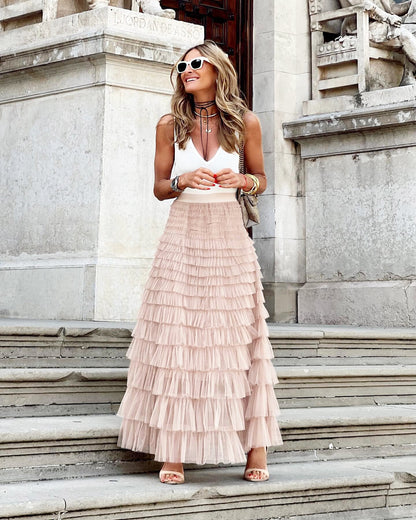 Lina® | Layered maxi skirt with ruffles