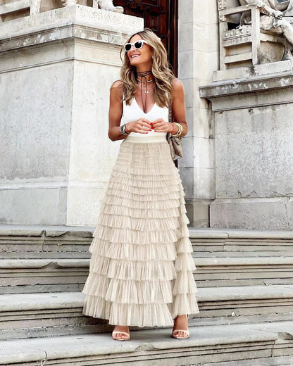 Lina® | Layered maxi skirt with ruffles