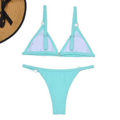 Thelma® | Two-Piece Bikini Swimsuit With Gold Metal Rings And Triangular Cups