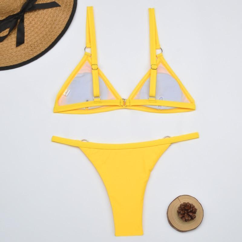 Thelma® | Two-Piece Bikini Swimsuit With Gold Metal Rings And Triangular Cups