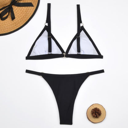Thelma® | Two-Piece Bikini Swimsuit With Gold Metal Rings And Triangular Cups
