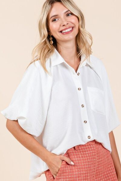 Leticia® | Short button-down shirt with bubble sleeves