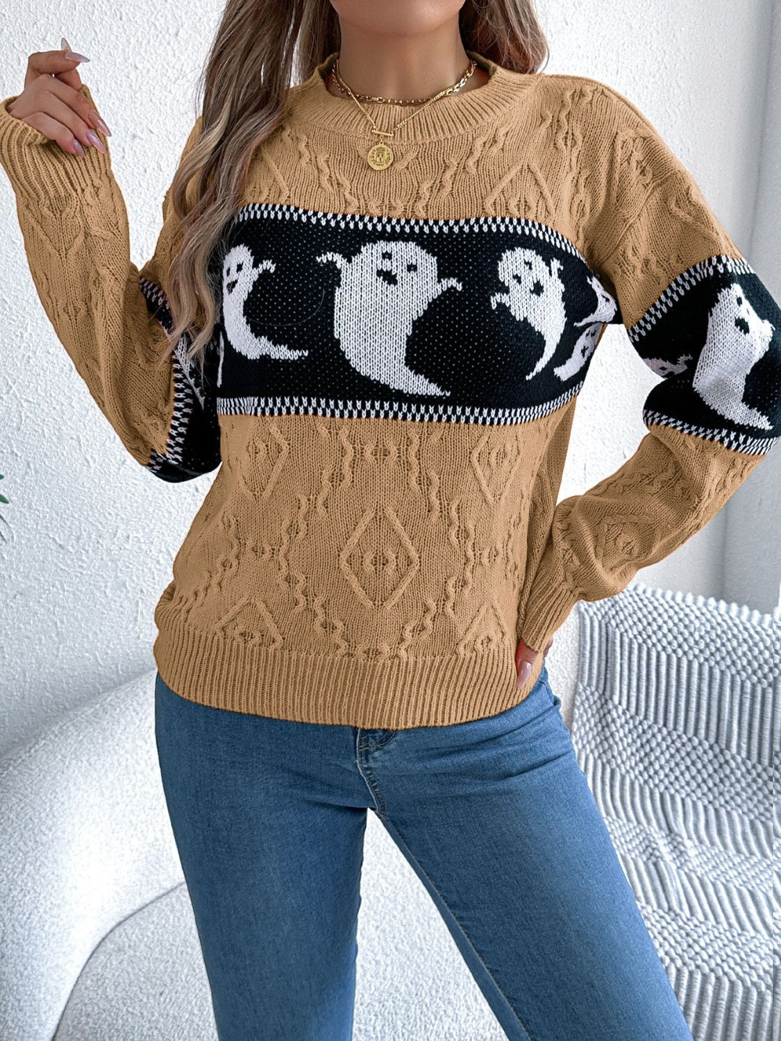 Victoria® | Ghost crew neck long sleeve sweater