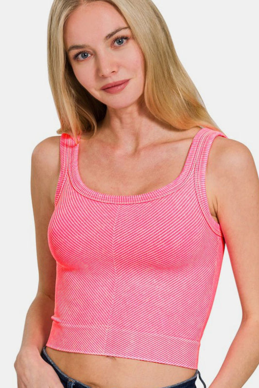 Luz® | Faded, ribbed tank top with a scoop neckline and wide straps