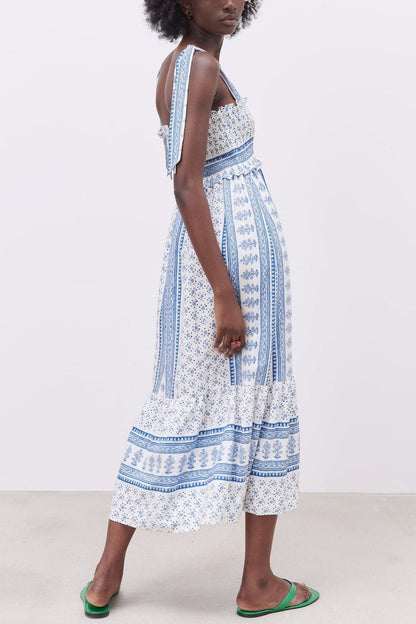Leonor® | Printed Midi Dress With Gathered Straps