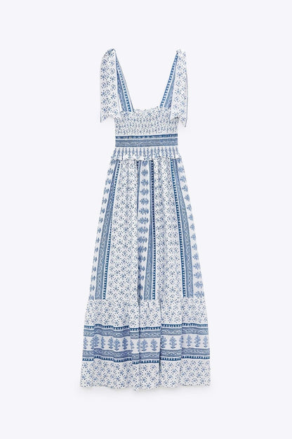 Leonor® | Printed Midi Dress With Gathered Straps