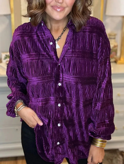 Trinidad® | Velvet blouse with elegant ruffles
