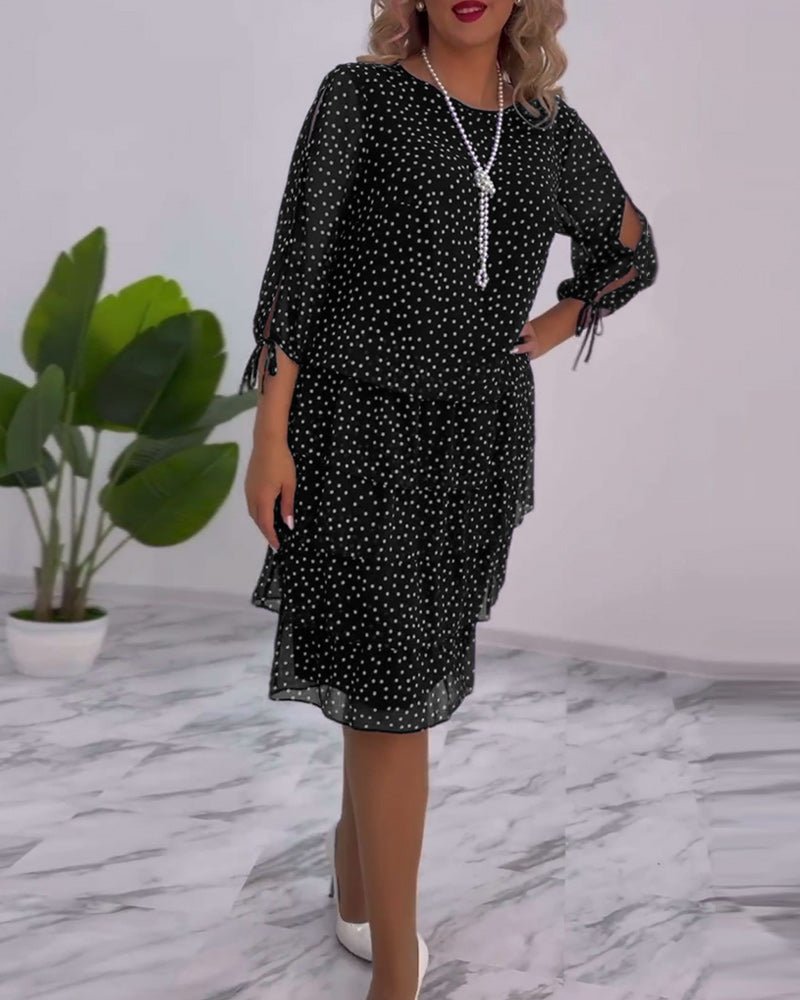 Adriela® | Elegant Polka Dot Layered Dress