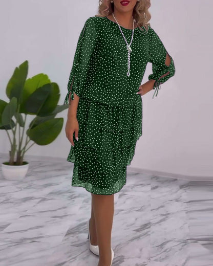 Adriela® | Elegant Polka Dot Layered Dress