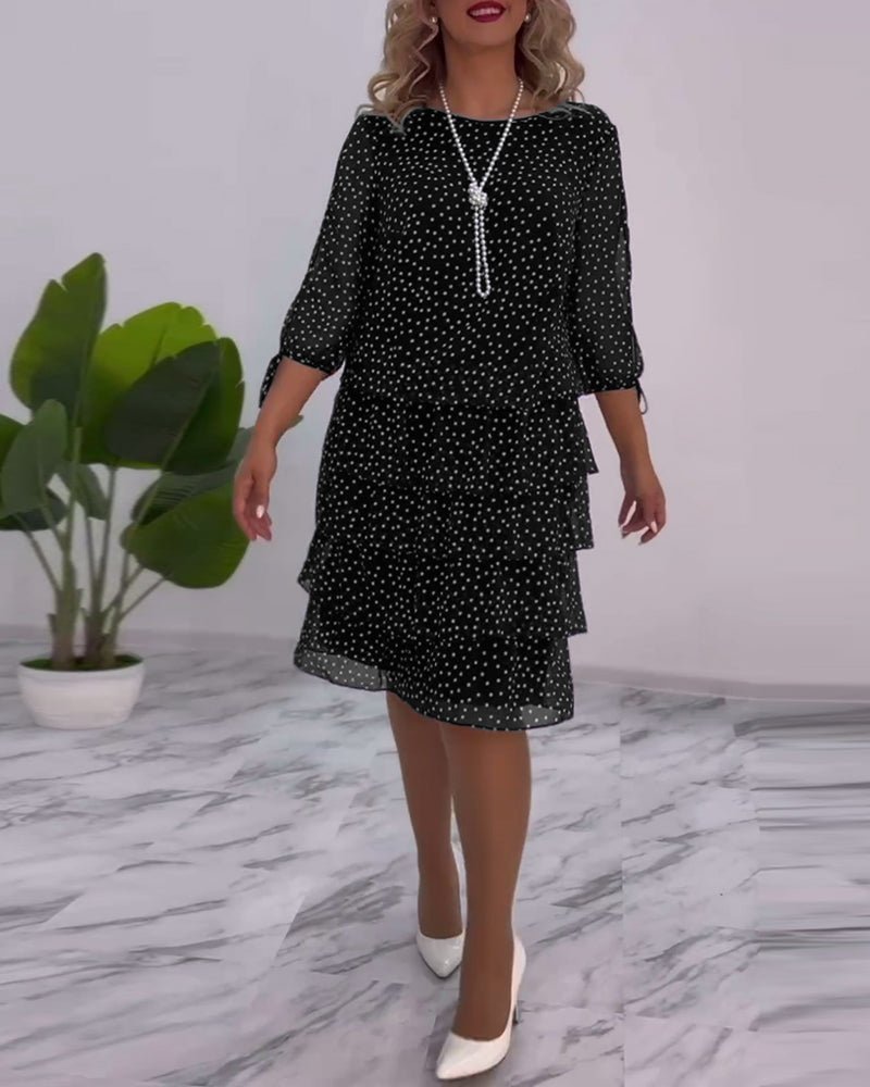 Adriela® | Elegant Polka Dot Layered Dress