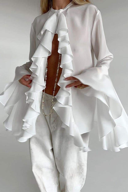 Lorena® | Semi-transparent blouse with ruffles