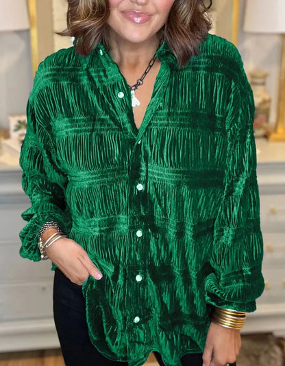 Trinidad® | Velvet blouse with elegant ruffles